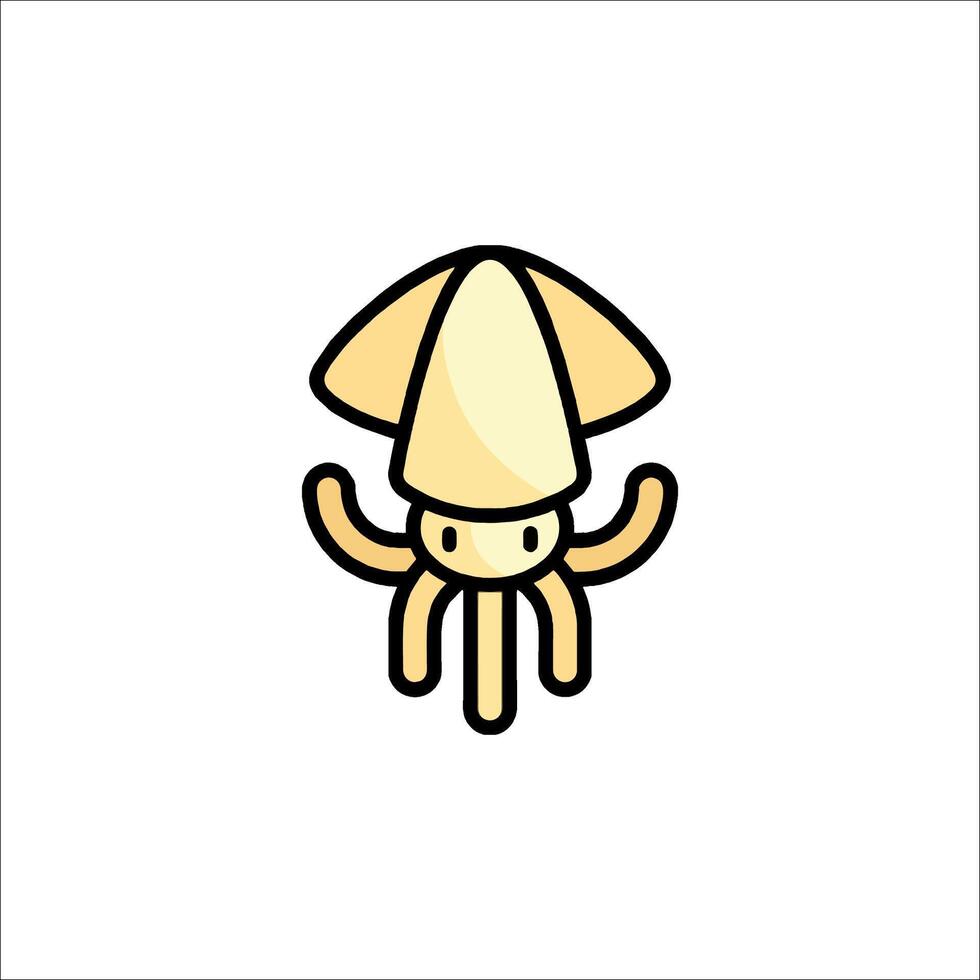 A cartoon squid with a yellow hat on its head vector