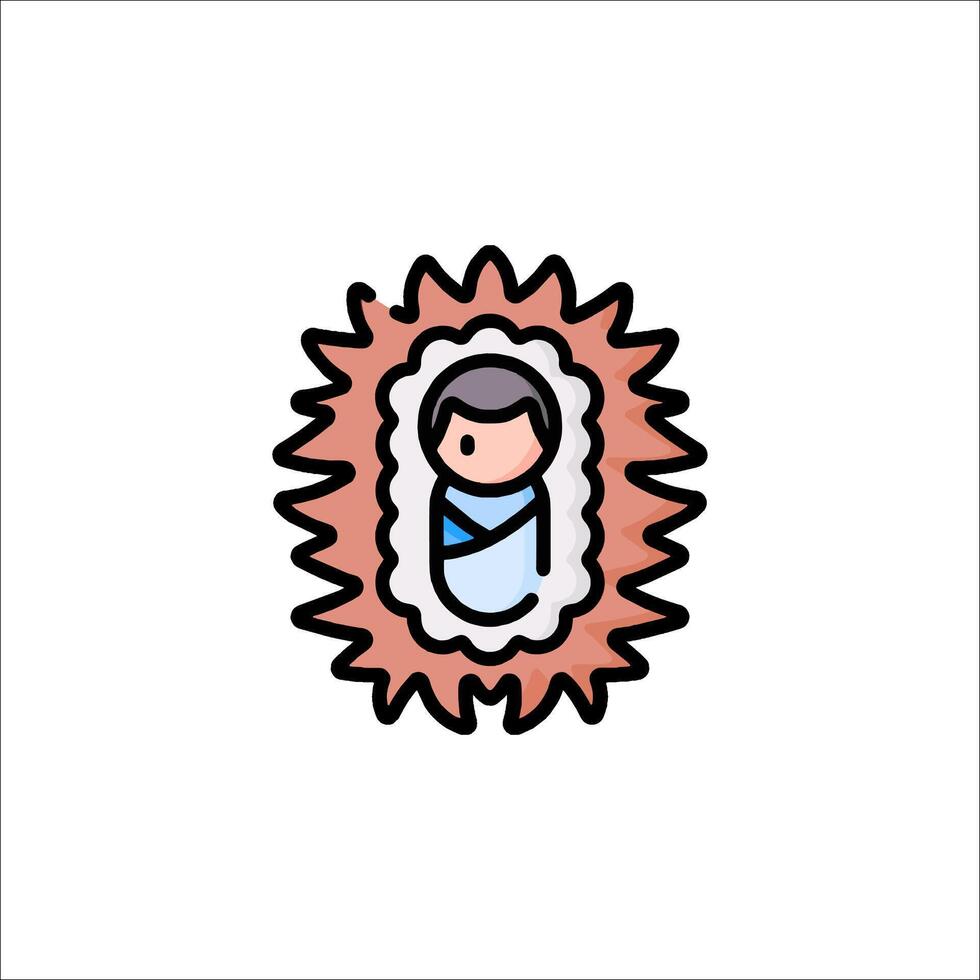 The icon of the baby jesus in the manger vector