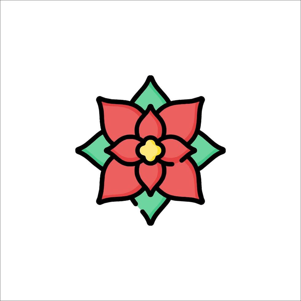 A red flower with green leaves on it vector
