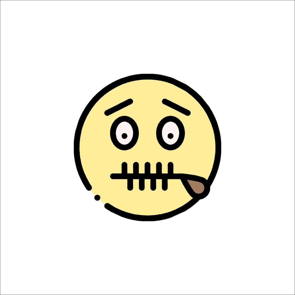 A cartoon face with a cigarette in its mouth vector