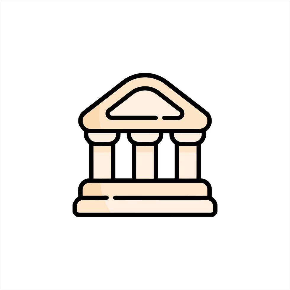 A building icon with columns and a door vector