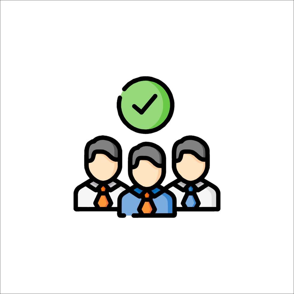 A group of people with a check mark on top of them vector