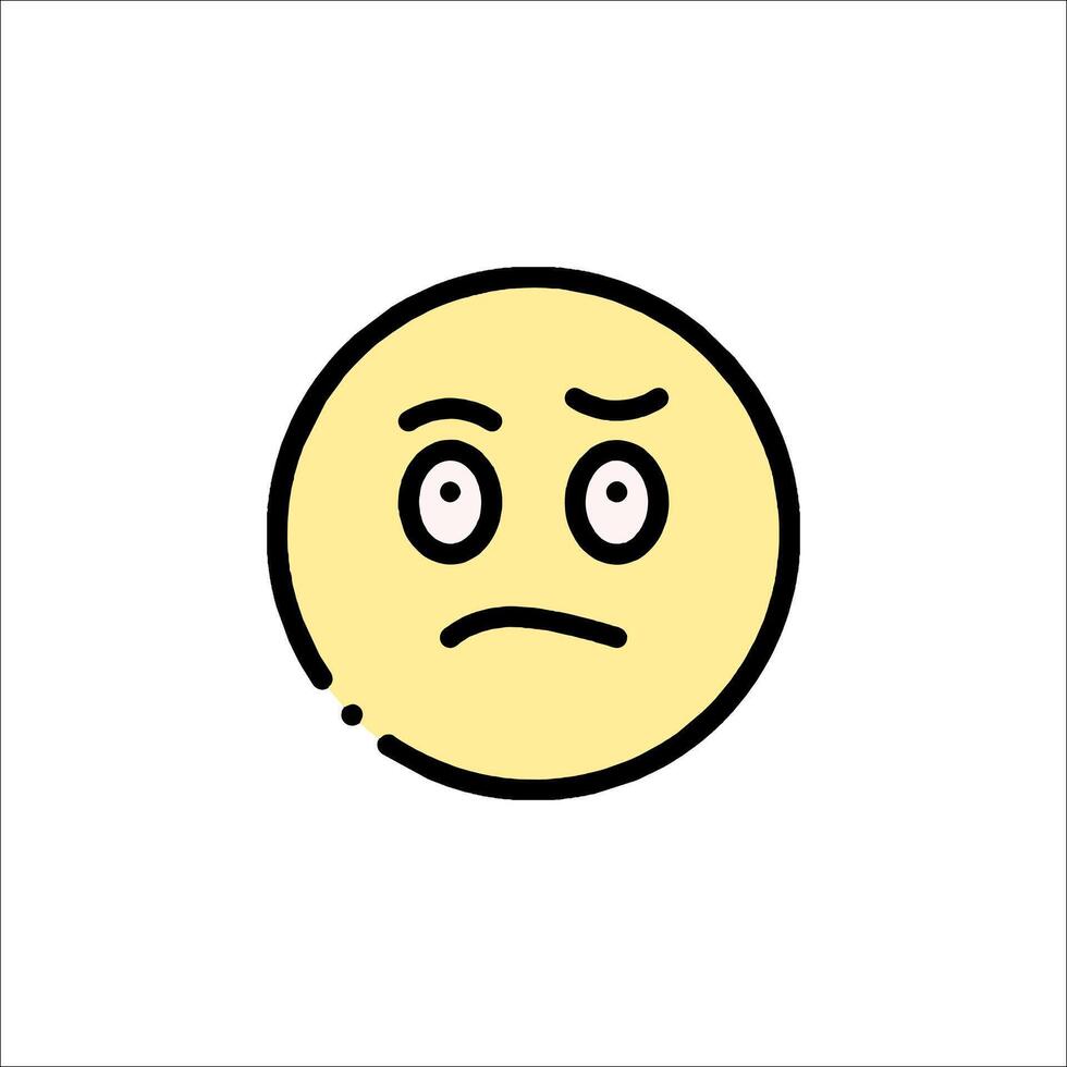 A sad emoticor with a frown face vector