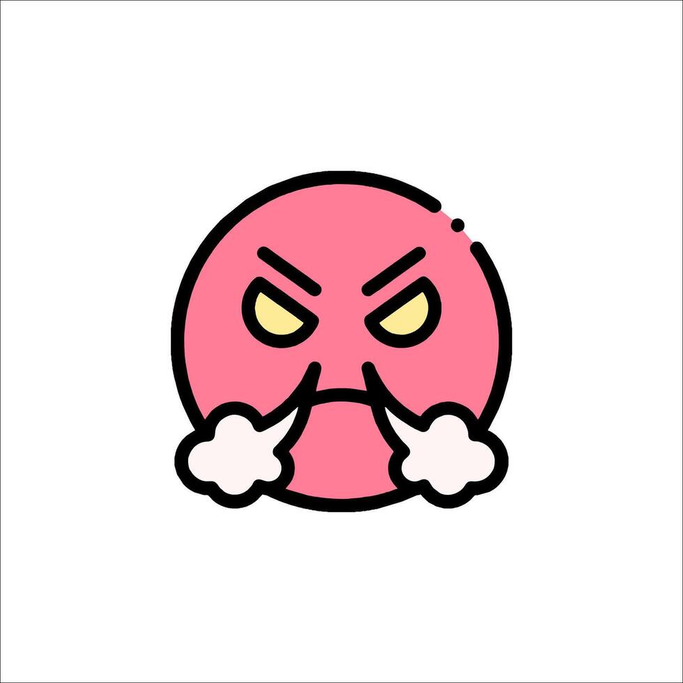A pink emoticon with an angry face vector