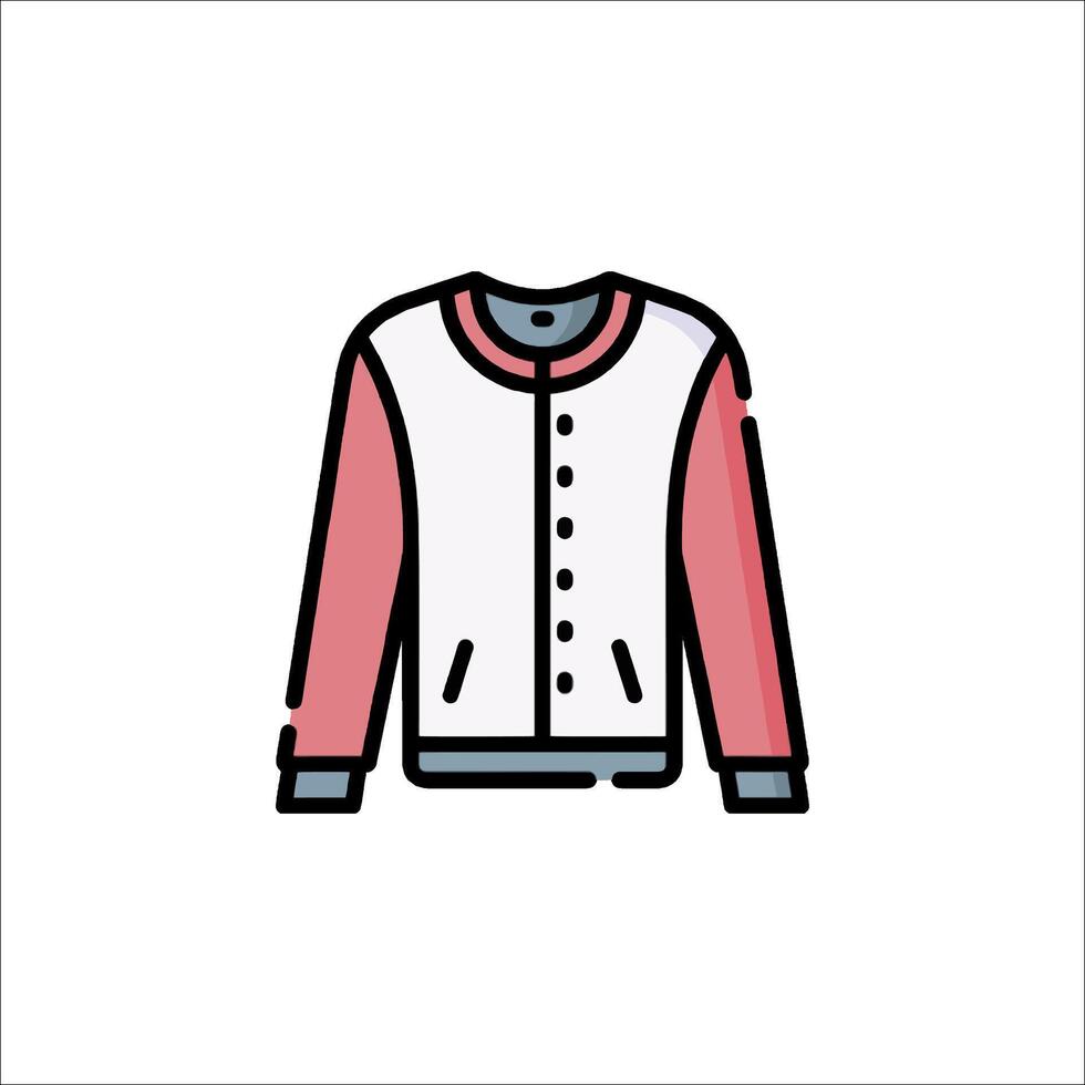 A white and pink jacket icon vector