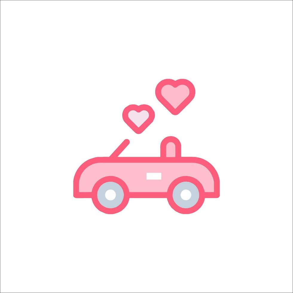 A pink car with hearts on it vector