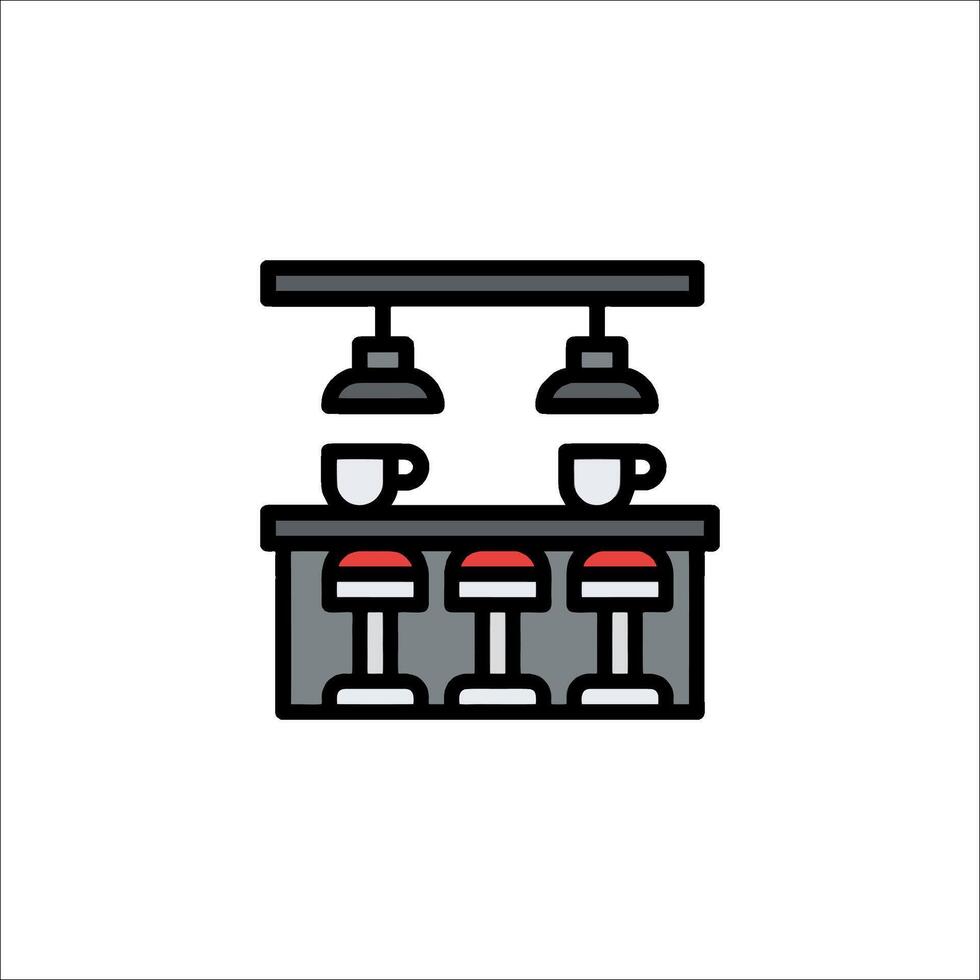 A bar with two stools and a coffee machine vector