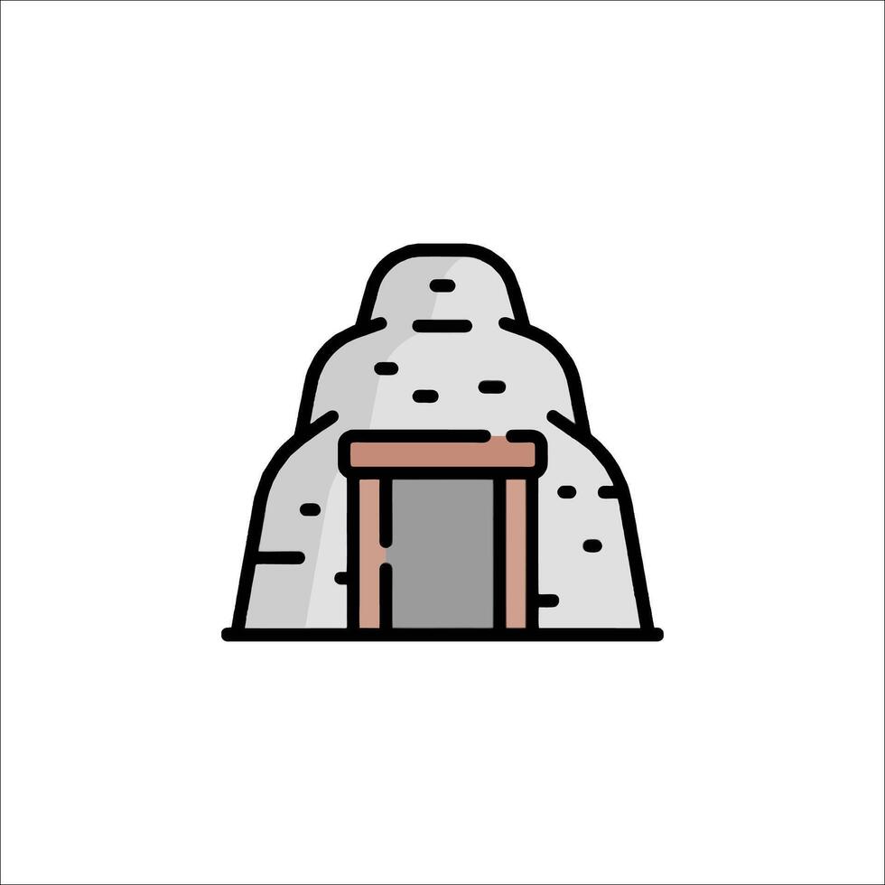 An illustration of a stone house with a door vector