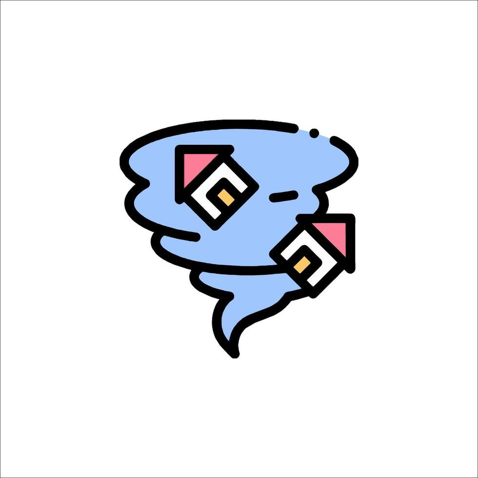 A tornado with two houses on it vector