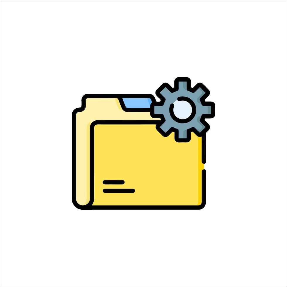 A folder with a gear and a file icon vector