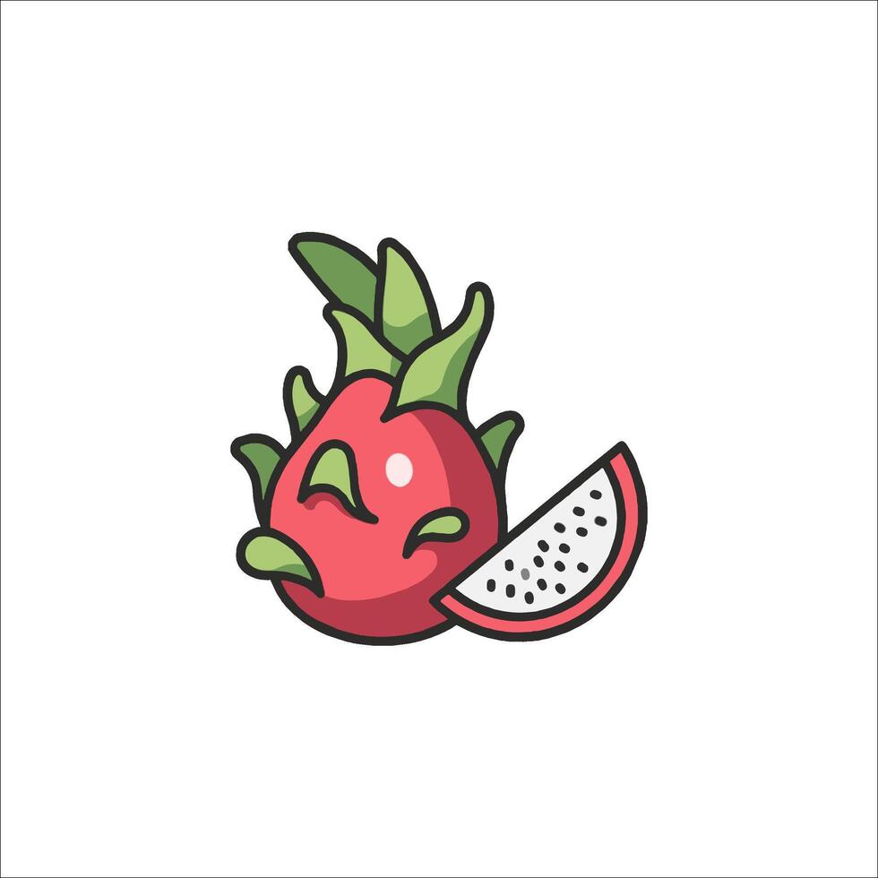 A dragon fruit icon with a slice of fruit vector