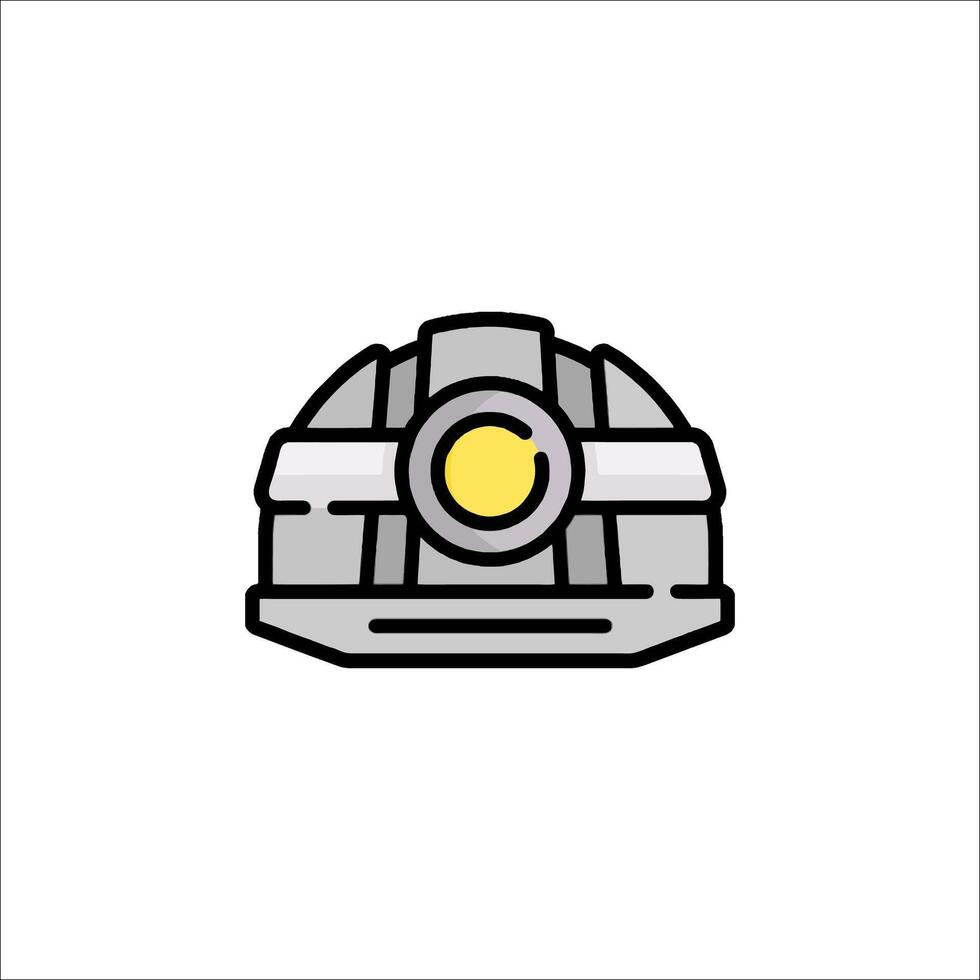 A helmet icon with a yellow light vector