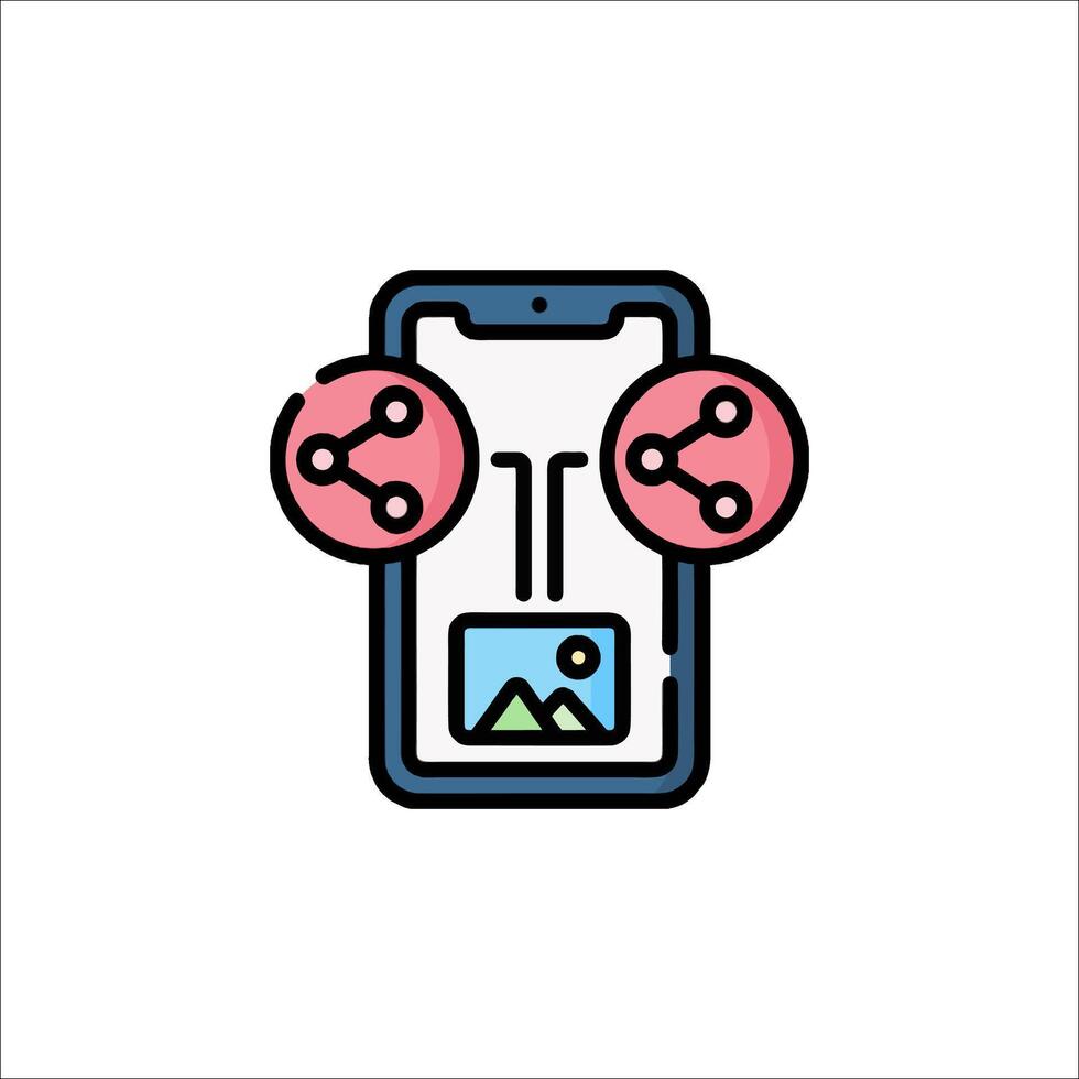 A smartphone with two red circles on it vector