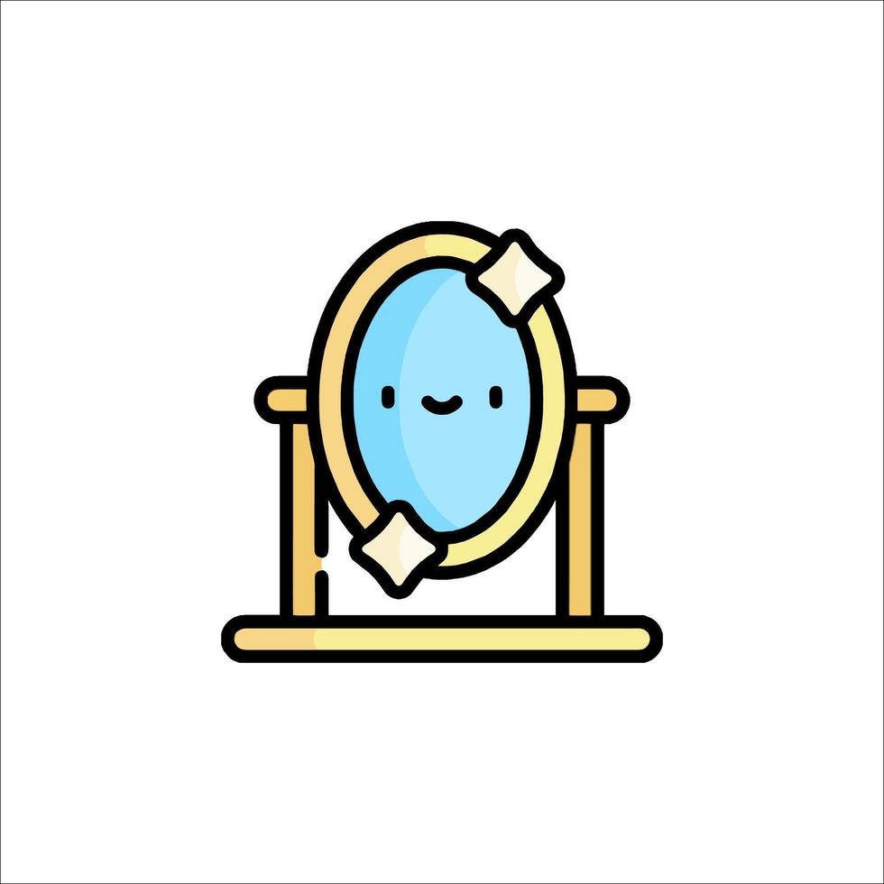 A cartoon character sitting in a mirror vector