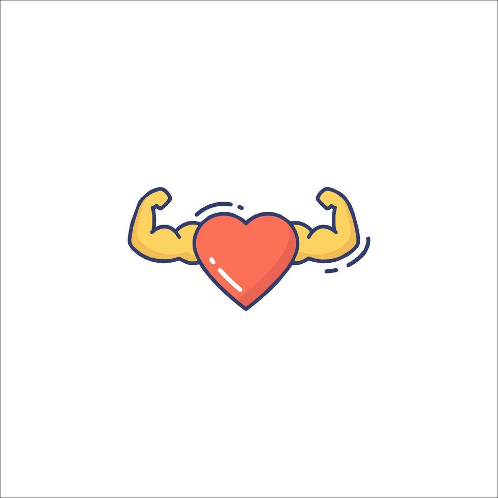 A heart with a muscle arm on it vector