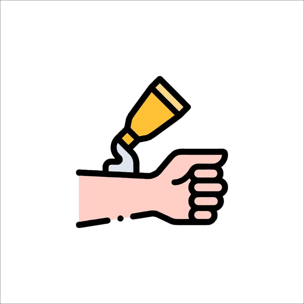 Hand with cream and a tube of cream vector