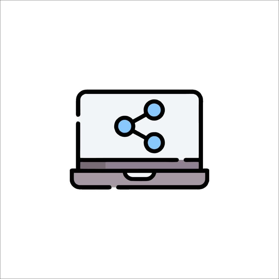 A laptop with a blue icon on it vector