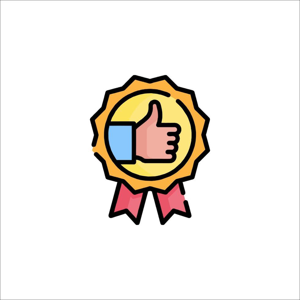 A thumbs up icon with a ribbon around it vector