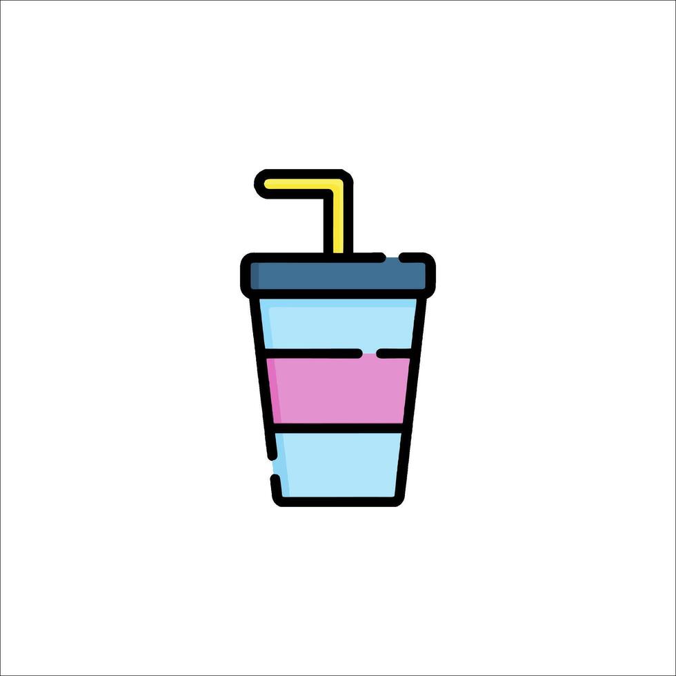 A drink cup with a straw and a straw in it vector