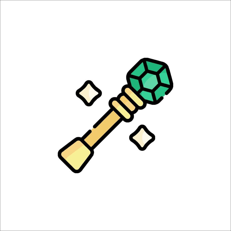 A green and gold wand with a diamond on it vector