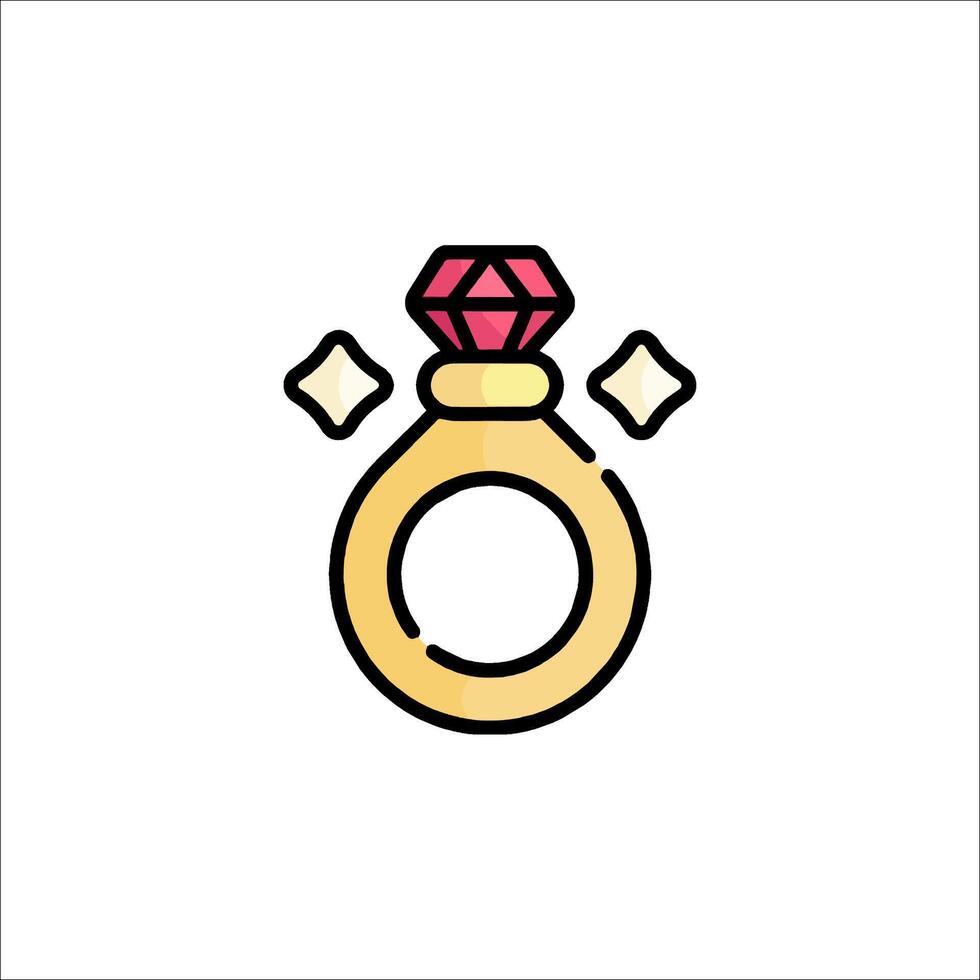 An illustration of a diamond ring vector
