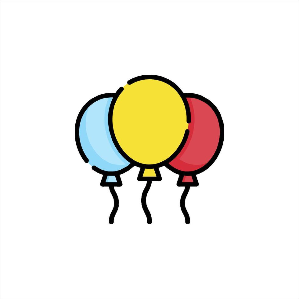 Three balloons with red, blue and yellow colors vector