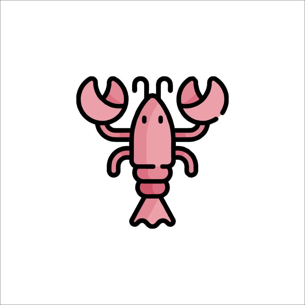 A pink lobster icon on a white background vector