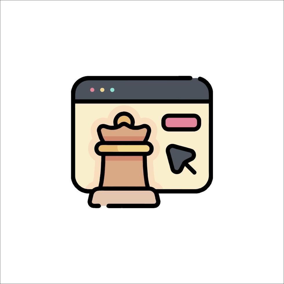 A chess board and a computer screen with a chess piece vector
