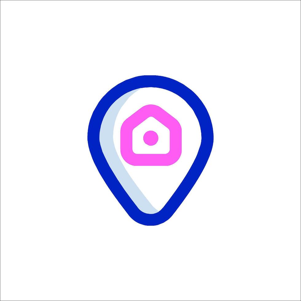 A house icon with a pink and blue house vector