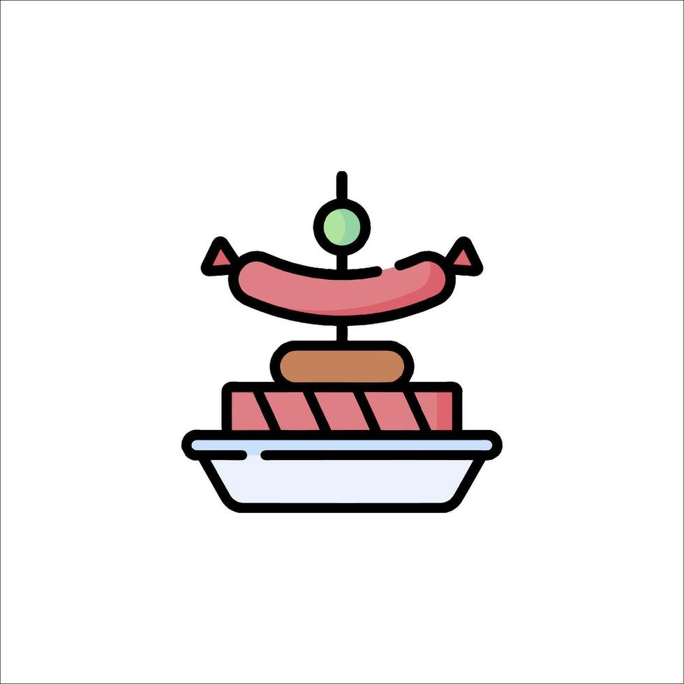 A hamburger on a plate with a slice of cake vector