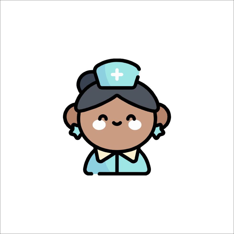 A cartoon nurse character with a blue hat vector