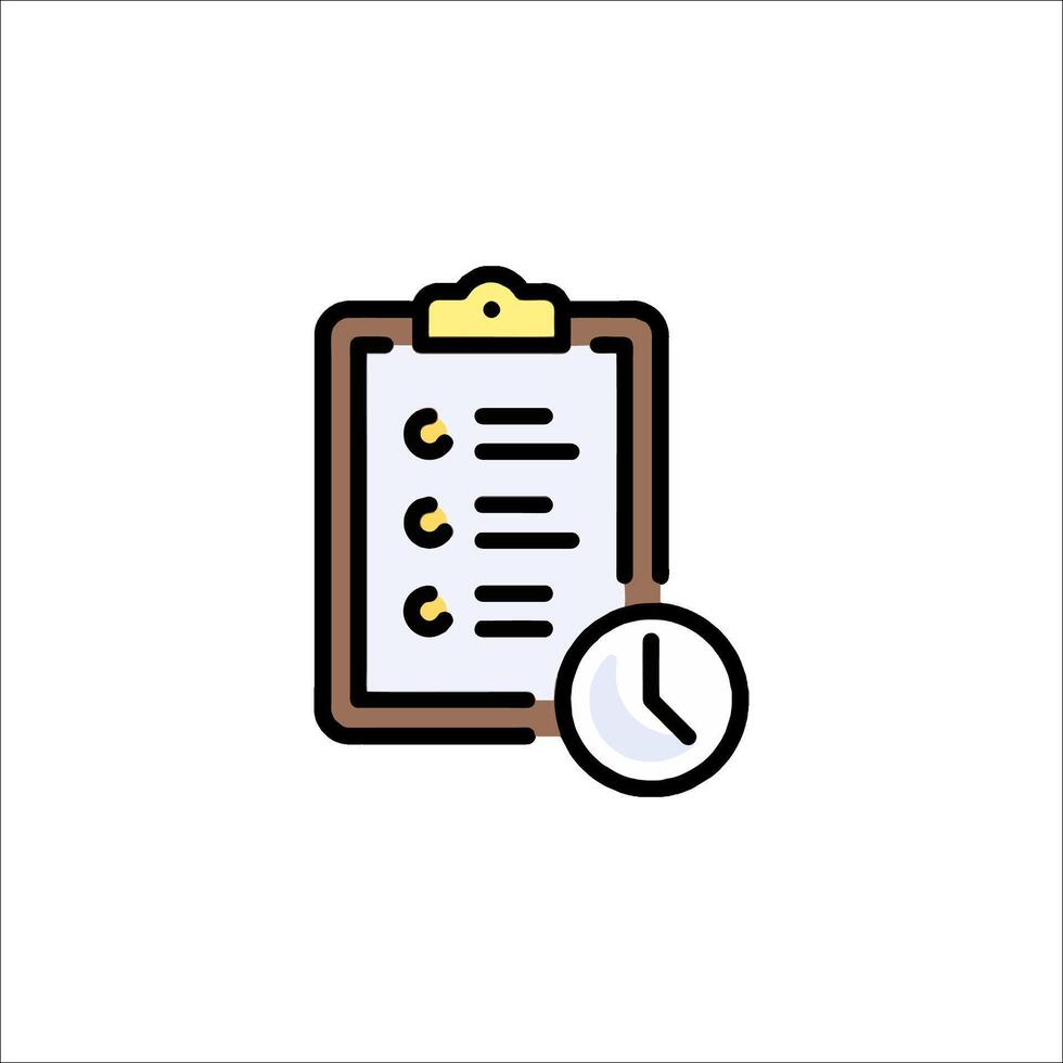 A clipboard with a clock and a checklist icon vector