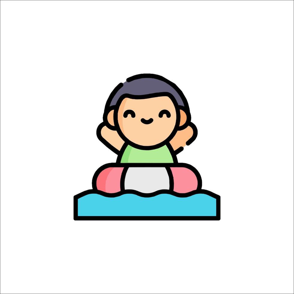 A cartoon character sitting on a raft vector