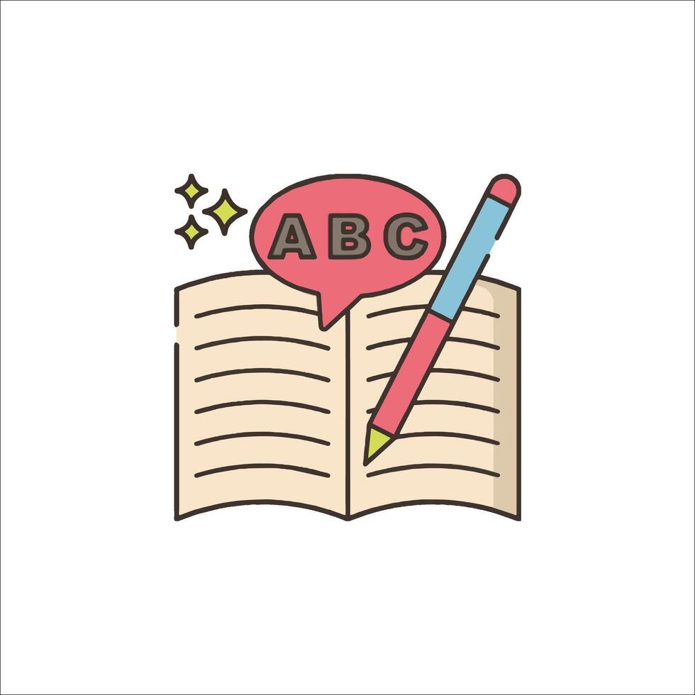 Abc book and pencil icon vector