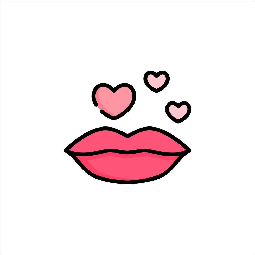 A pink lips with hearts on it vector