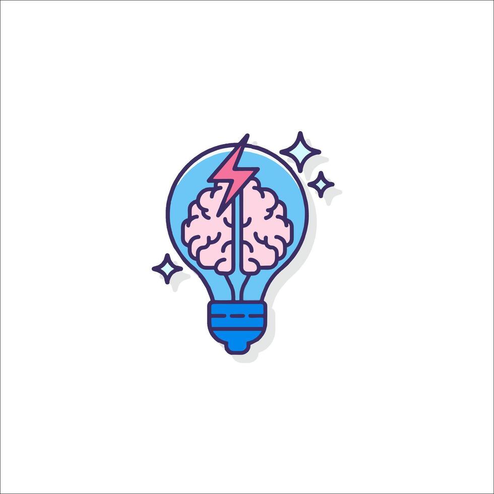 A light bulb with a brain inside it vector