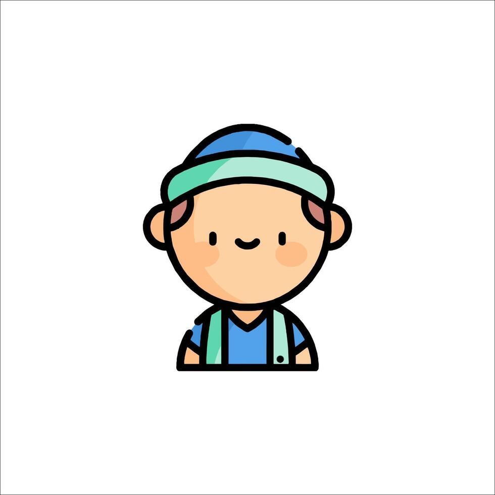 A cartoon character with a hat and a blue cap vector