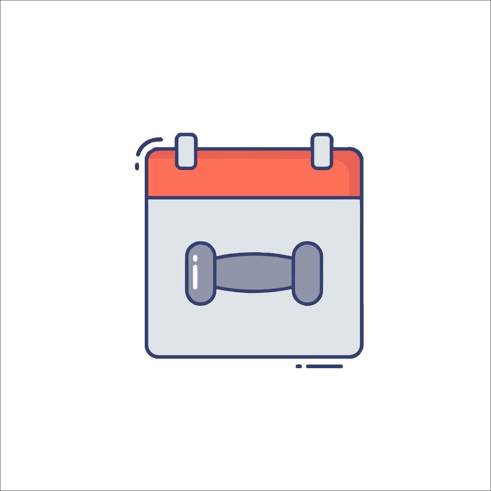 Calendar icon with dumbbells on it vector