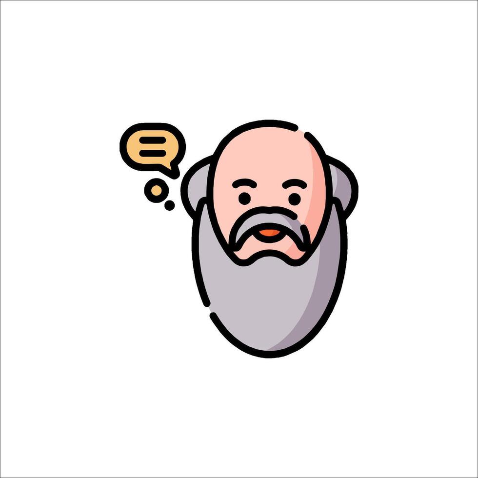 An old man with a beard and a thought bubble vector
