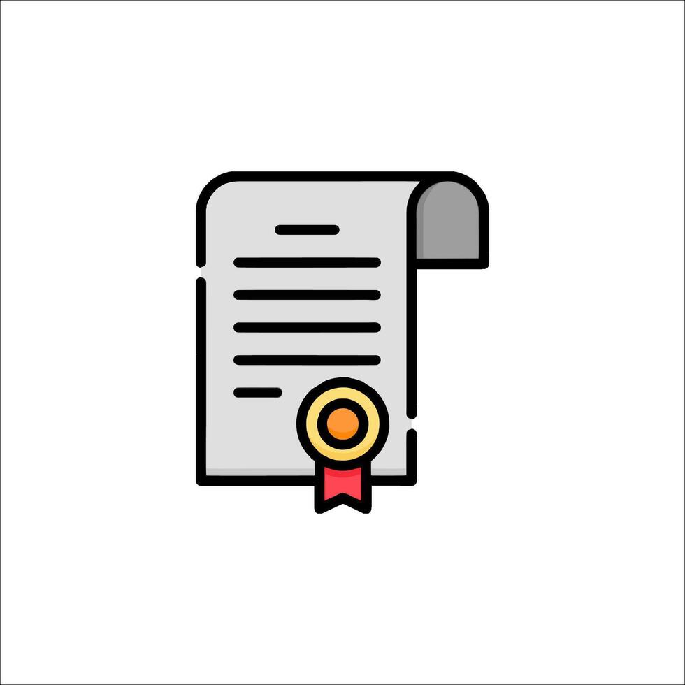 A certificate icon with a red ribbon vector