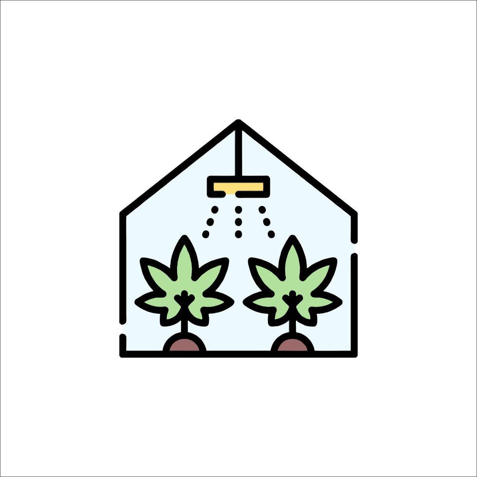 A house with plants inside and a shower vector