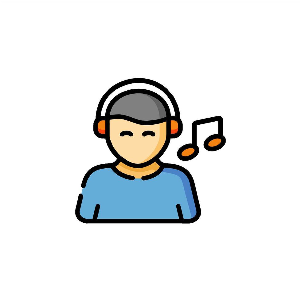 A man with headphones and music notes icon vector