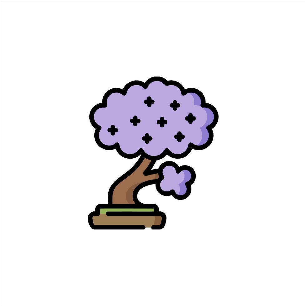 Bonsai tree icon in purple color vector