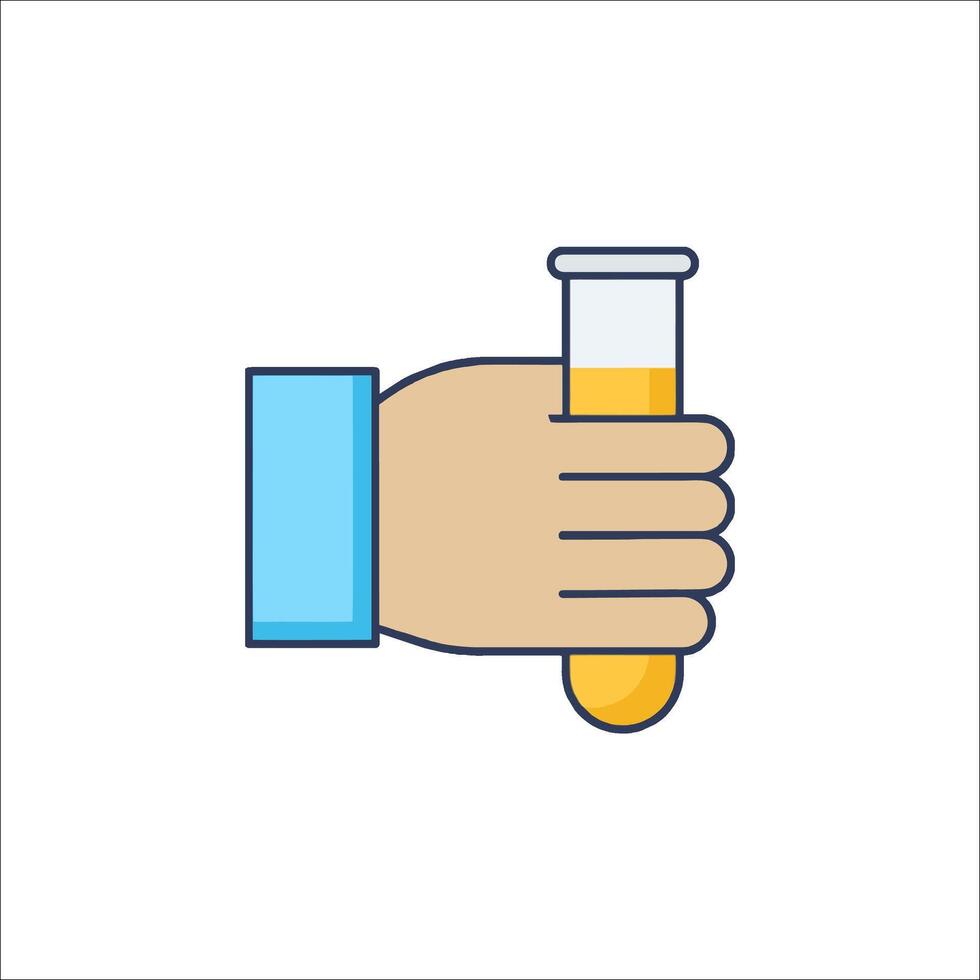 A hand holding a test tube with a liquid in it vector