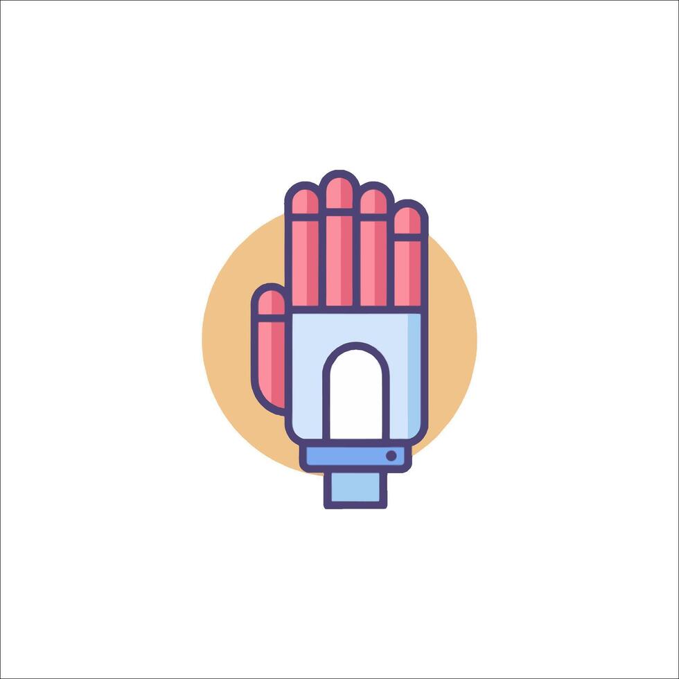 A hand with a glove on it, with a red and blue color vector