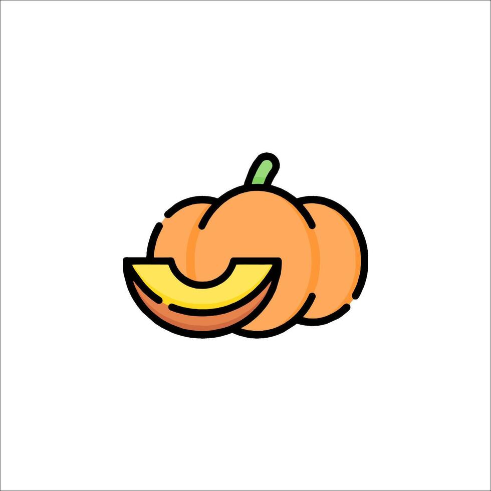 A pumpkin with a slice of pumpkin on it vector