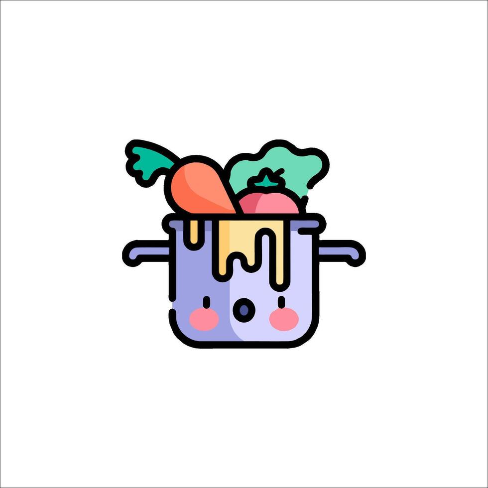 A cartoon soup pot with vegetables and cheese vector