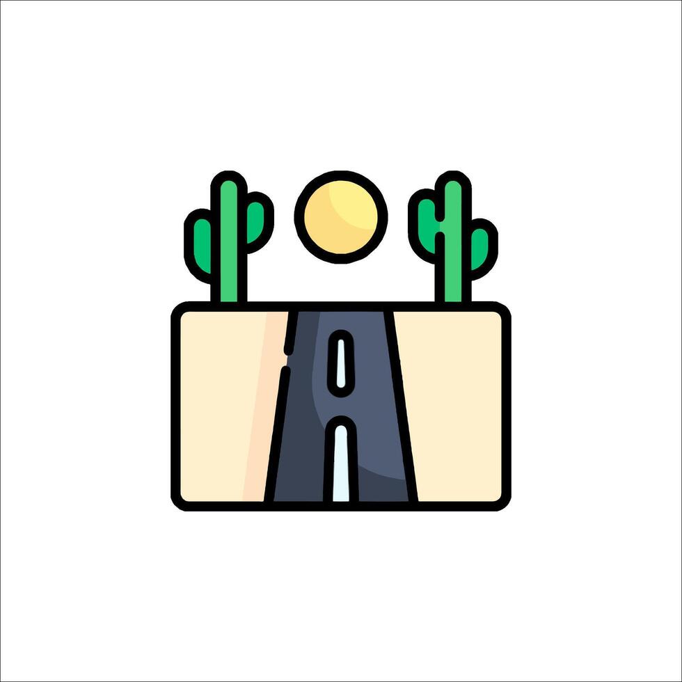 Road to cactus icon illustration vector