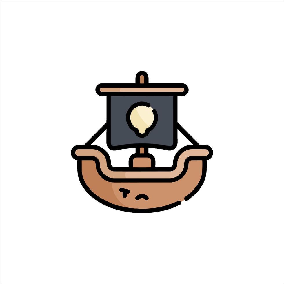 A pirate ship icon with a light bulb on top vector