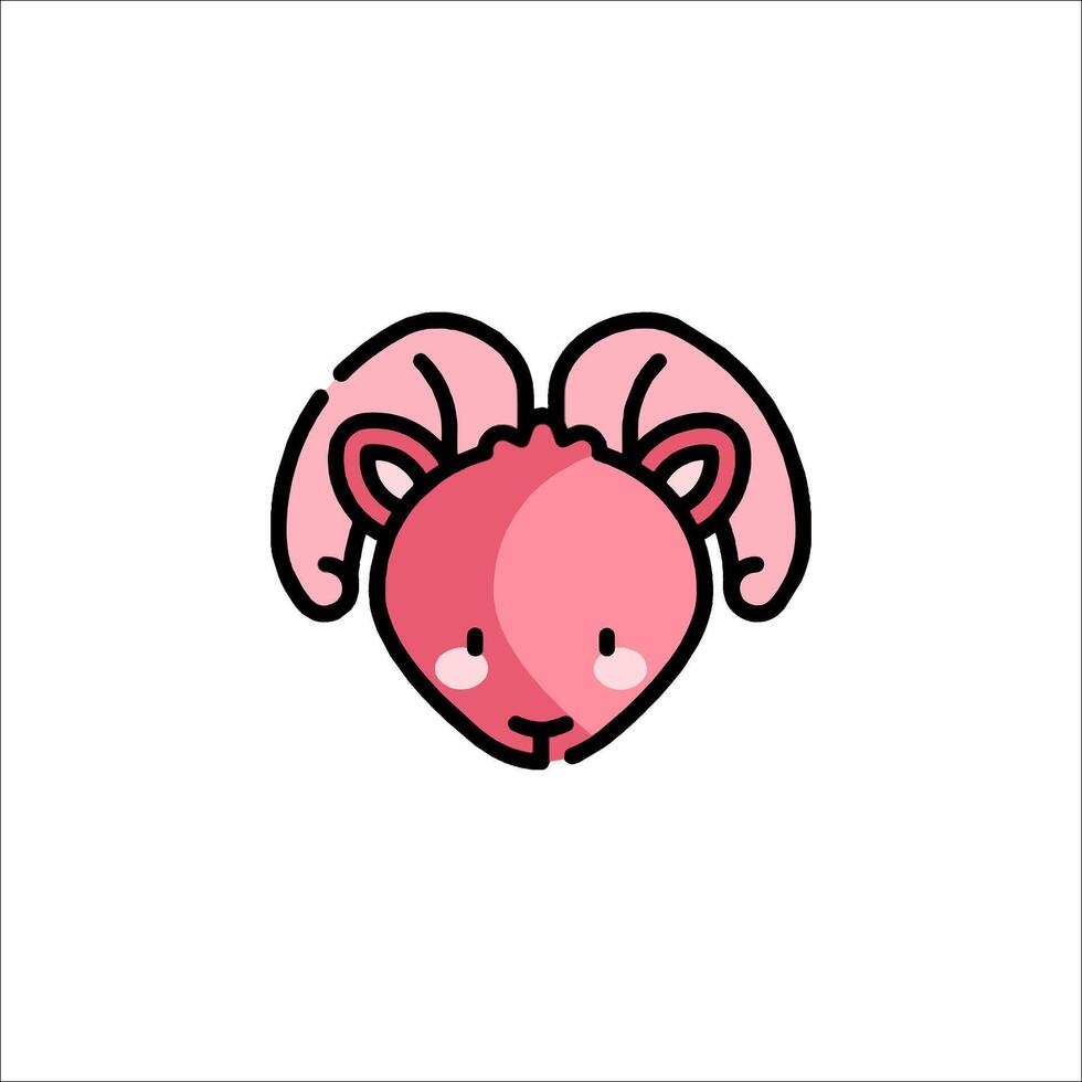 A pink goat head with horns on it vector